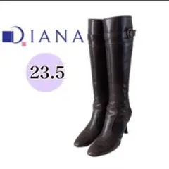 DIANA ダイアナ ロングブーツ 本革 ダークブラウン ベルト レザーブーツ