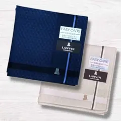 LANVIN ハンカチ2枚セット ベージュ ネイビー　メンズ