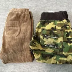 迷彩柄とコーデュロイのボトムスセット 90