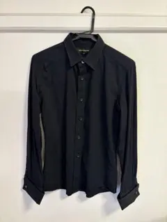 【HIGH STREET】黒 ストライプ 長袖 ドレスシャツ カフスボタンのサムネイル