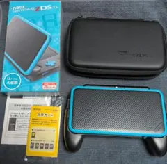 Newニンテンドー2DS LL ブラック×ターコイズ　箱、ハンドグリップ、ケース