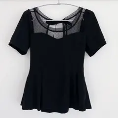 Smork by divaドット シースルー 切り替え 半袖 ペプラム ブラウスのサムネイル
