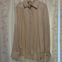ZARA サテン調 長袖シャツ レース裾 ベージュ