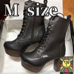 【ブラックコンビ】新品 Mサイズ yosuke 厚底チャンキーヒールブーツ