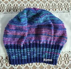 手編みニット帽　ニットキャップ　オパール毛糸　ソックヤーン　opal