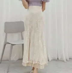 マーキュリーデュオ　裾チュールバックレースアップレースマーメイドスカート