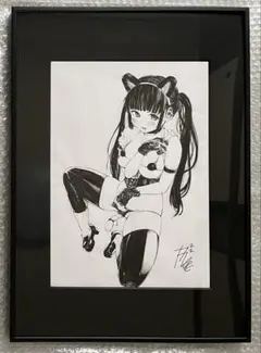 ガガイモ　直筆原画　サイン入り　ガガイモ画集　原画展　黒網美人　メイドビキニ