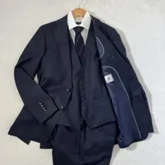 新品級 スーツセレクト 3ピース Y6 セットアップ ネイビー ビジネス