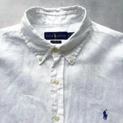 Ralph Lauren リネン　L半袖シャツ クラシックフィット ホワイト　麻