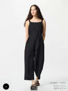 新品未使用タグ付 ユニクロ リネンブレンドジャンプスーツ ブラック Ｌ