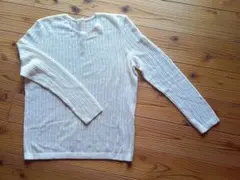 UNIQLO ホワイト リブ編み ニット L