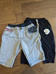 BREEZE 半ズボン 140cm デニム・黒 花柄付き