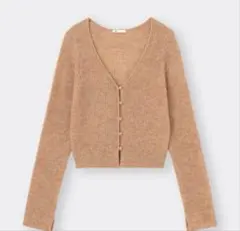 新品GU ライトヘアリーショートカーディガン オレンジ色　レディース　長袖