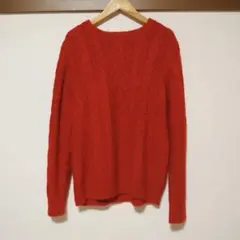 GLOBALWORK ケーブルニットセーター 赤ニット
