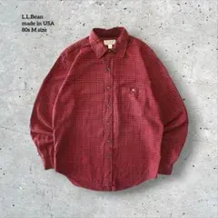 80s古着 L.L.Bean USA製 フランネルシャツ 赤チェック M