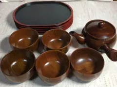 木製 急須 湯呑み 5客 セット 茶器