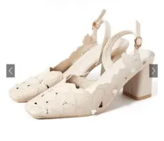 花柄カッティングレザーパンプス 22.5cm アイボリー　GRL グレイル