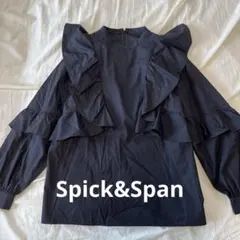 spick&span ギャザースリーブ2WAYブラウス 黒 リボン - メルカリ