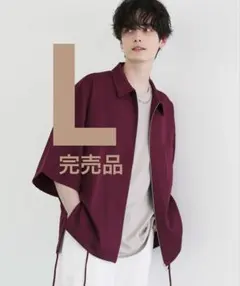 【ETELIO】ビッグシルエットスリット入りサイドレースジップシャツ L ワインのサムネイル
