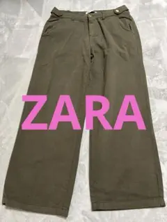 ZARA オリーブグリーン ワイドレッグパンツ