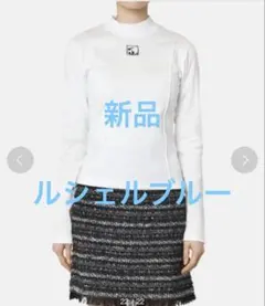 新品タグ付き1.5万 ルシェルブルー ホワイト ハイネック 長袖 ゴルフウェア白のサムネイル