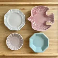 美濃焼　鳥 プレート　花 小皿　八角 小皿　菊 豆皿　オーバル 紫　【新品5点】
