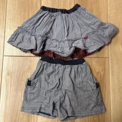 フリル付きチェック柄スカートとショートパンツセット 110cm