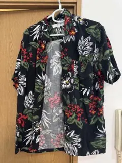 F*9様 B.S.T 半袖アロハシャツ L 黒花柄