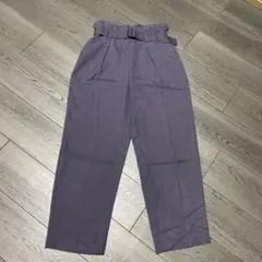 GU /パープル ワイドパンツ ウエストリボン付き/S