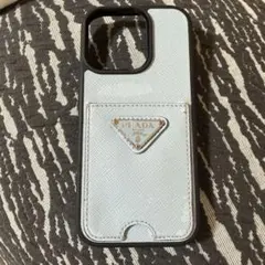 PRADA iPhoneケース サフィアーノレザー ライトブルー15pro - メルカリ