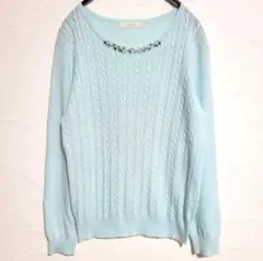 【一回着用】シルバービジューパール Te chichiアンゴラ混 M 薄手ニット