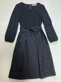 ［未使用品］ ナチュラルビューティ　ワンピース　紺　美品　リボン　入学式　入園式