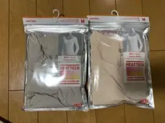 ヒートテック　UネックT(八分袖) Mサイズ　ライトグレー、ピンク　2枚組