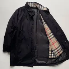 【袖先までダウンライナー/クリ済】バーバリ　ステンカラーコート　メガチェック　L