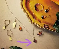 agete　アガット　k10　アンバー　琥珀　ネックレス