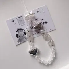 no,135 CLEAR♡韓国ビーズストラップキーホルダー推しカラー名入れok