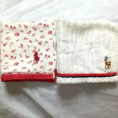ラルフローレン花柄 ポロロゴ刺繍 タオルハンカチ