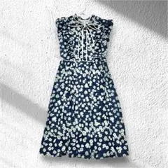 【チェスティ】ロングワンピース 花柄 くるみボタン サイドファスナー 0