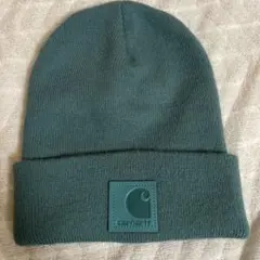 USA製 Carhartt レザーパッチ ニット帽 ターコイズ