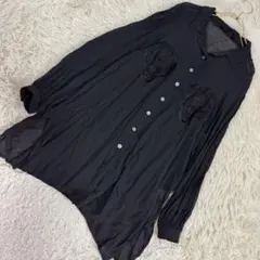 伊太利屋 ヒョウ刺繍ブラウス ブラック 11号 シャツ シンプル オシャレのサムネイル