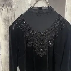Belleartecs　長袖ブラウス　カットソー　透け感　ラメ　フリル　9号