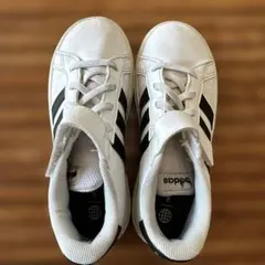 ★19cm adidas スニーカー ホワイト/ブラック ベルクロ付き★