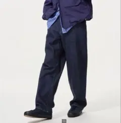 ユニクロ　ワイドストレートジーンズ　68ブルー　ウエストサイズ27　股下69