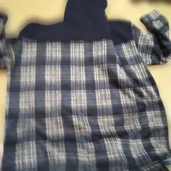 フード付き ネルシャツ ネイビー チェック