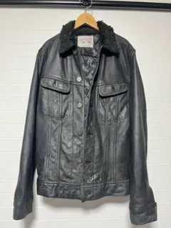 Lee ストームライダー レザージャケット 牛革 黒 ボア襟 BEAMS別注 BEAMS（ビームス）の「Lee×BEAMS / 別注 STORM RIDER（ブルゾン）」 - WEAR