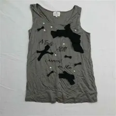 ★LANVIN en Bleu リボン装飾 ノースリーブカットソー