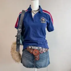 y2k 平成ギャル　ポロ　ラルフローレン　ポロシャツ　ビッグポニー　ピチT 紺