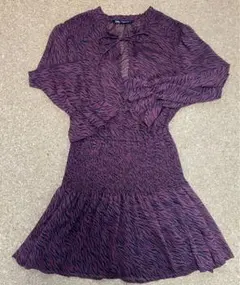 ZARA ワンピース シースルー　アニマル柄　ミニスカート　xs