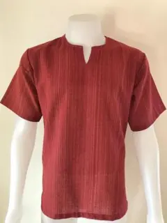新品L 丈約73 綿100％ Tシャツ Vネック レッド THA000450L