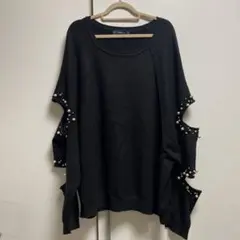 《ZARA》ブラック袖開きニットトップス